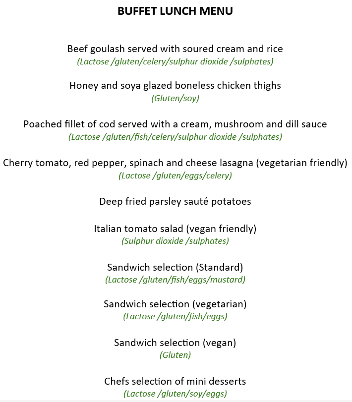 Buffet Lunch Menu